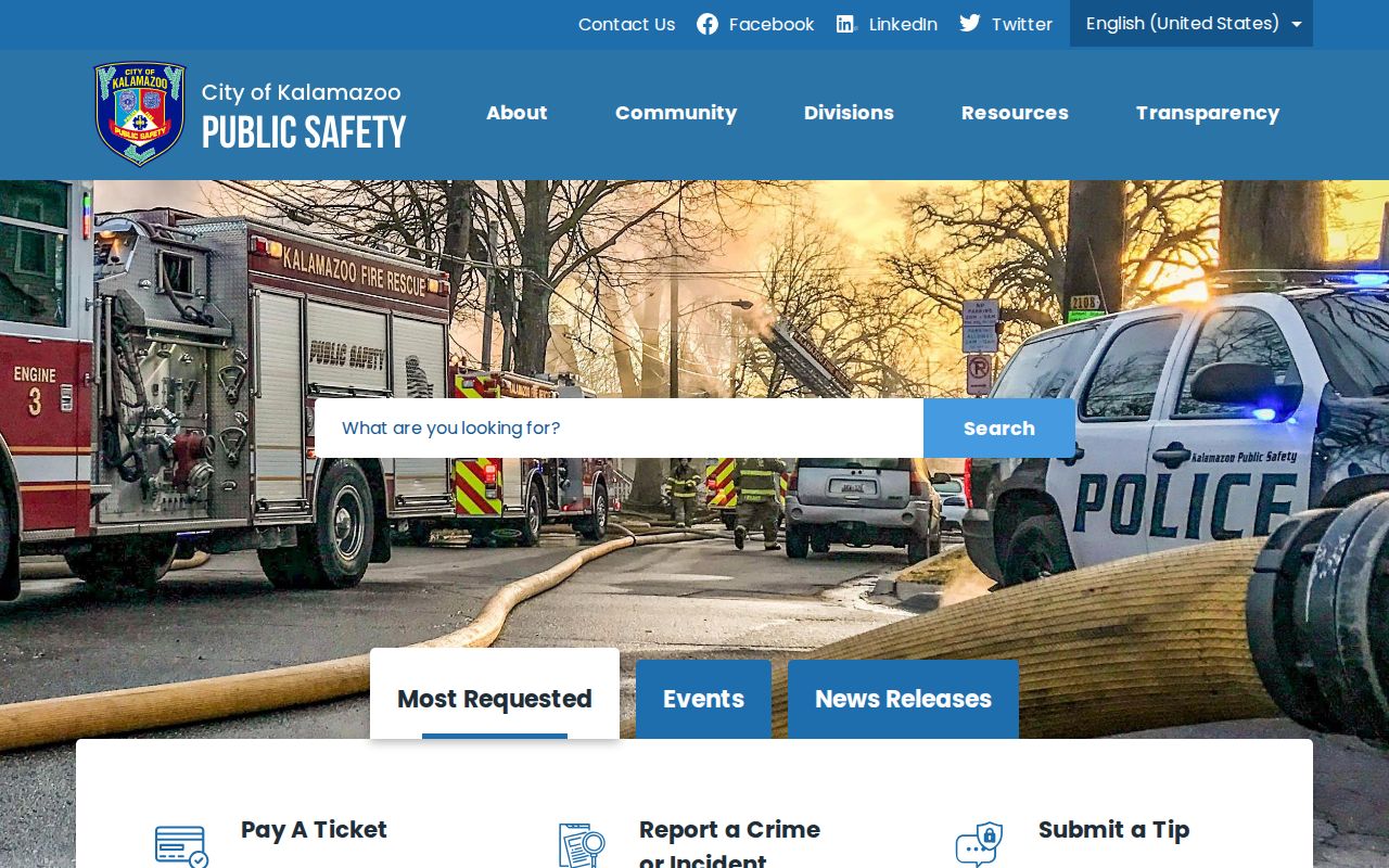 Kalamazoo criminal history and KDPS department page