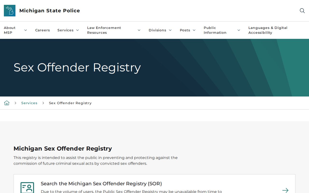 Michigan State Police guidance for a Kalamazoo County sex offender check
